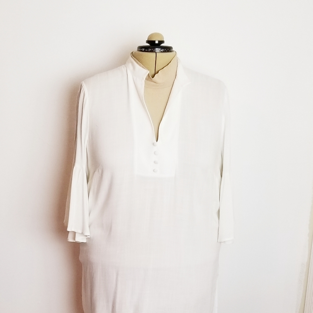 Eloquii Flare Sleeve White Top